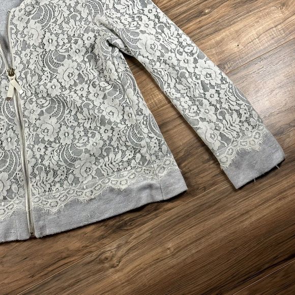 SOFT SURROUNDINGS Jacket Woman’s Small White Gray Lace Zip Up Ygritte - Picture 5 of 14